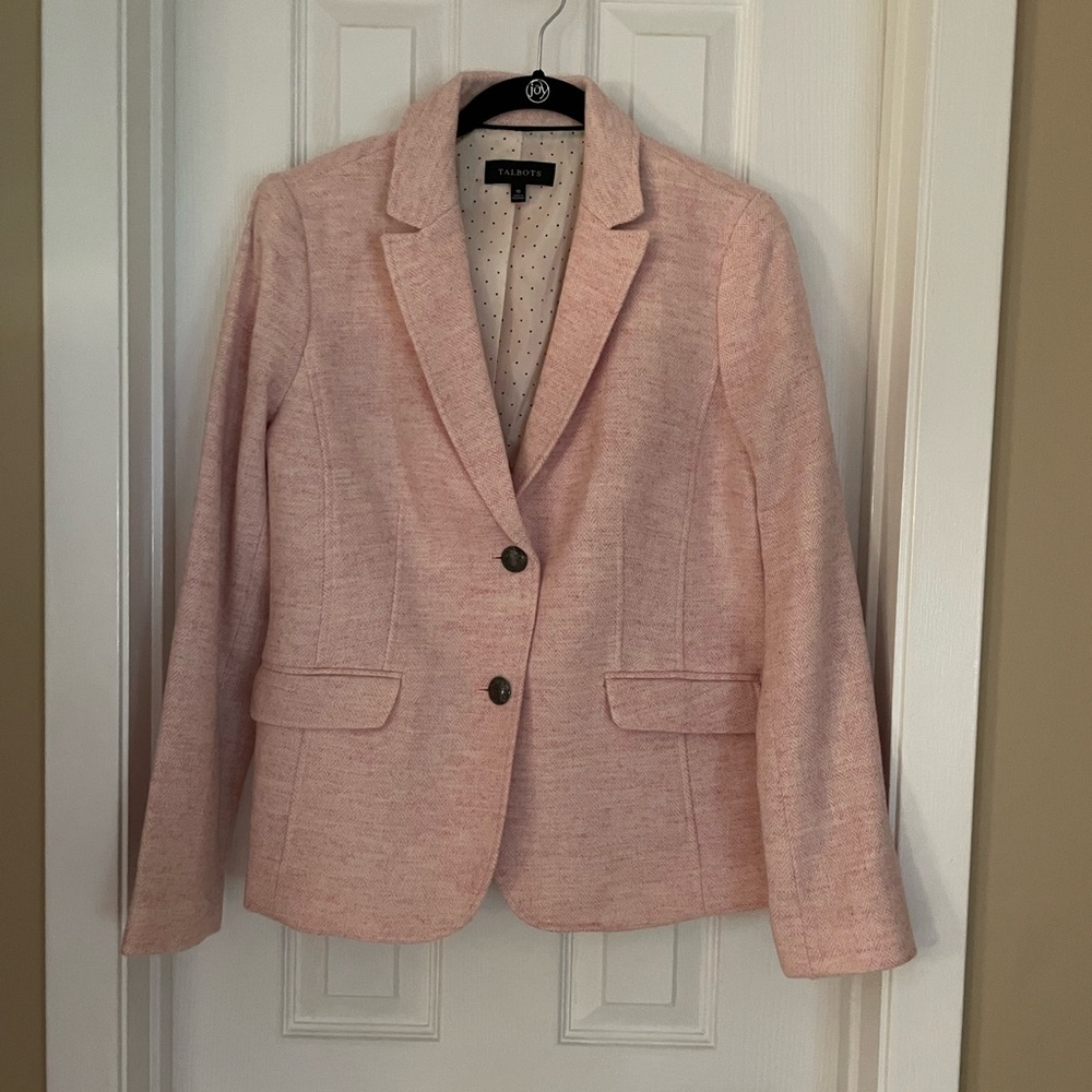 Talbots Shetland Blazer in Size 10.  Pink and white marbled.